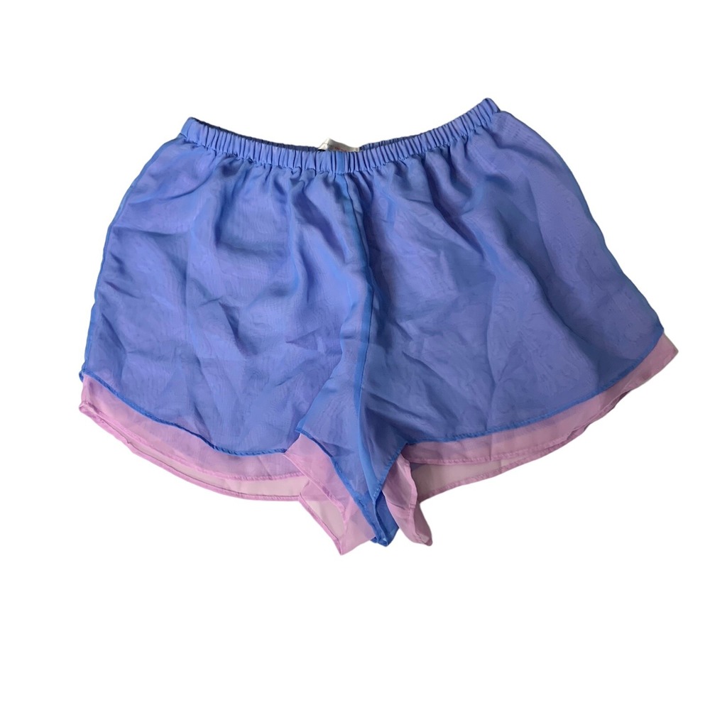 Cacique Sensual Sheer Satin Lounge Shorts Purple Blue 14 16